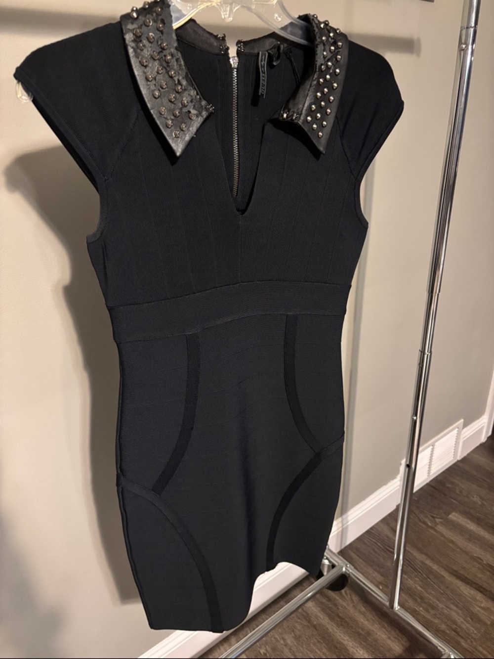 Guess Black Mini Dress with Studded Collar